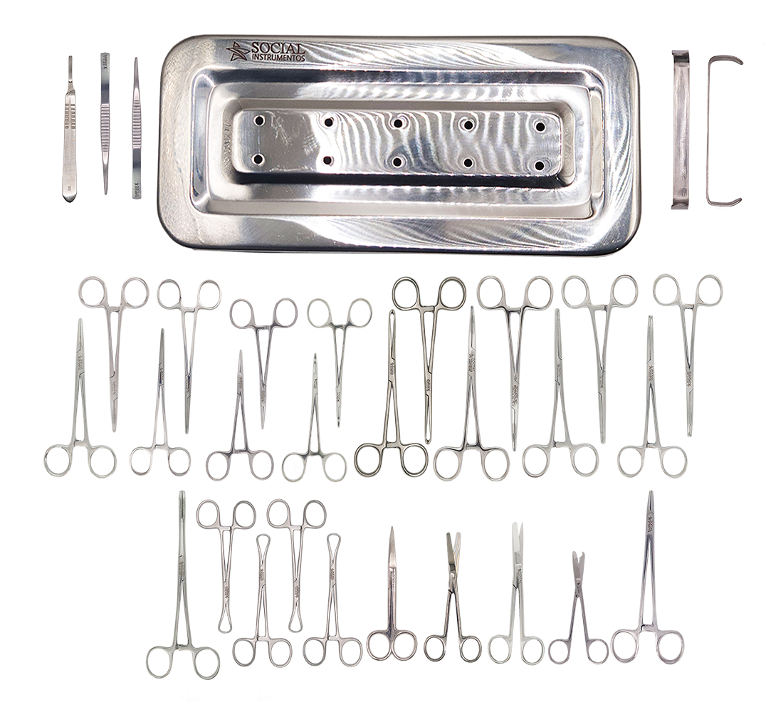 Kit De Cirurgia Veterinária 32 Peças Para Clinico E Petshop.