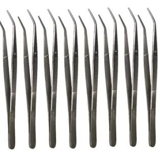 Kit De 10 Pinça Clínica Para Algodão Aço Inox.