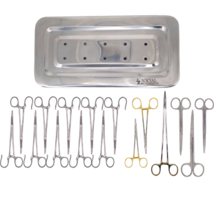 Kit Instrumental Básico para Cirurgia Vascular 17 Itens