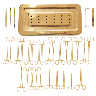Kit Instrumental para Cirurgias Gerais Plasma Dourado 32 Itens