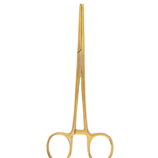 Pinça Kocher Reta Dente de Rato Plasma Dourada