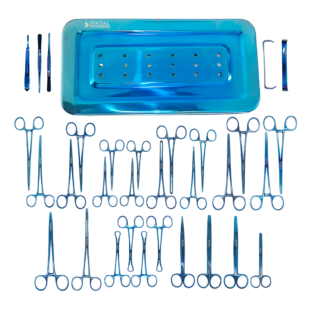 Kit Instrumental para Cirurgias Gerais Plasma Azul 32 Itens