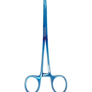 Pinça Kocher Dente Rato Curva Plasma Azul