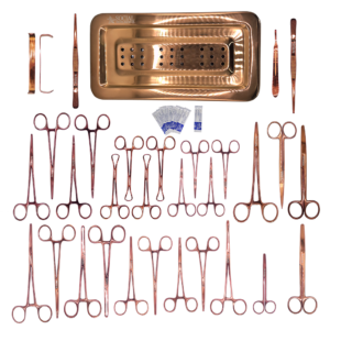 Kit Instrumental Cirurgias Gerais Plasma Rose Gold 32 Itens