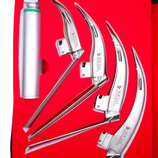 Kit Laringoscópio Flexível 4 Lâminas Mccoy com Cabo