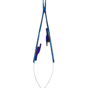 Porta Agulha Castroviejo Com Videa 14cm Azul Curva