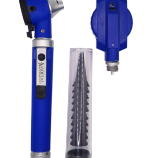 Mini Otoscópio Com Oftalmoscópio Azul
