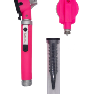 Mini Otoscópio Com Oftalmoscópio Rosa