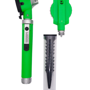 Mini Otoscópio Com Oftalmoscópio Verde