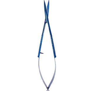 Tesoura Castroviejo com Videa e Plasma Curva de 14cm Azul