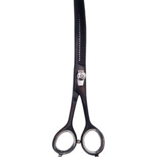 Tesoura Semi-Dentada Preta Curva Tosa Pet Profissional