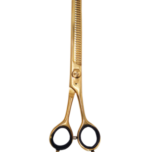 Tesoura Tubarão Dourada Reta Tosa Pet Profissional
