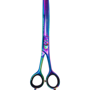Tesoura Semi-Dentada Furta-Cor Curva Tosa Pet Profissional