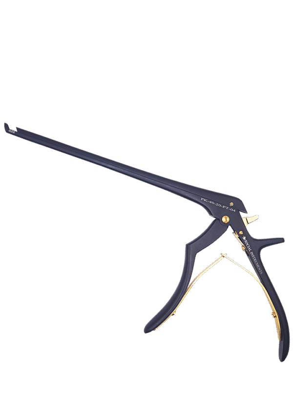 Pinça Kerrison desmontável 20cm, ponta para cima de 4mm, angulada em 40° preta
