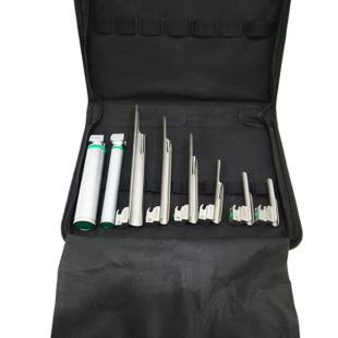 Kit Completo laringoscopio reto fibra optica com cabos e laminas