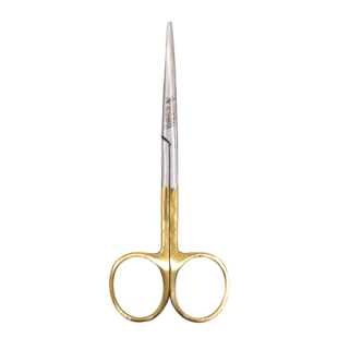 Tesoura Metzembaum reta meio dourada 12cm