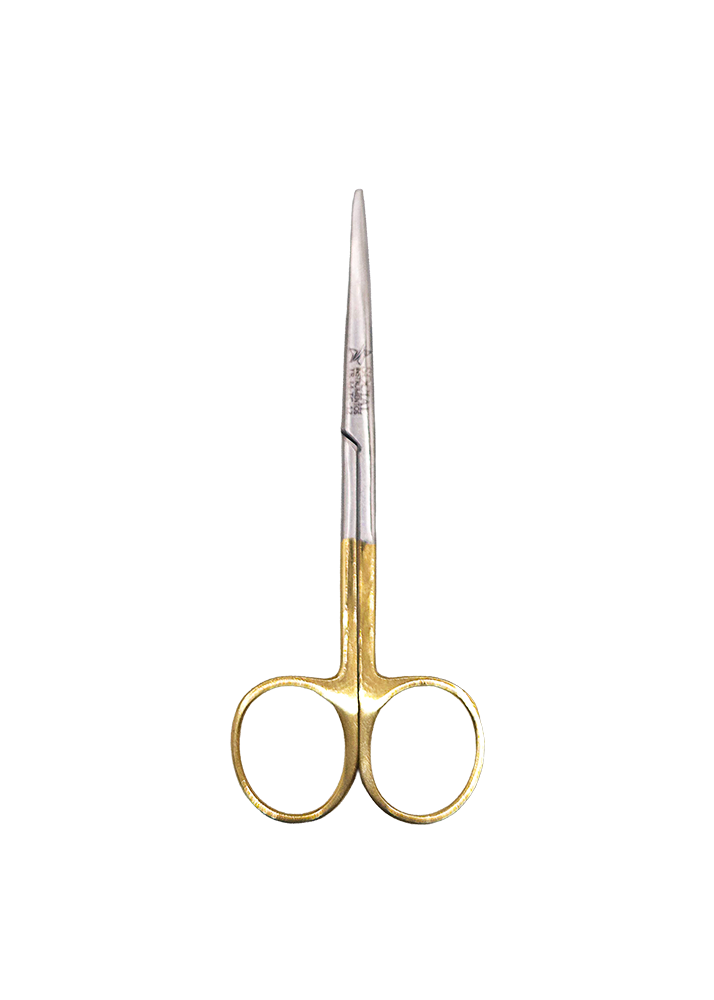 Tesoura Metzembaum reta meio dourada 12cm